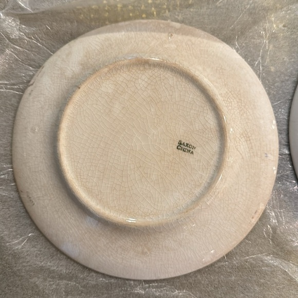 FRENCH SAXON CHINA French Saxon Sheep Saucer Plates Set Of 3 Vintage 22k Gold - Picture 10 of 12